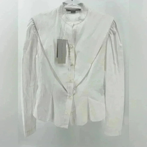 Stella McCartney Collarless Button Down Blouse White Off White Size 38 - Picture 1 of 10